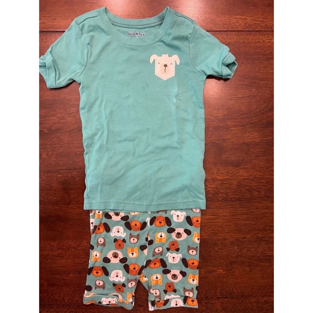 Toddler Boys Girls 2Piece Pajama Set Dog Puppy Size 4T Green